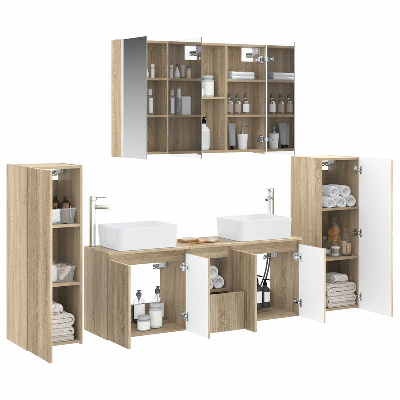 Set de mobilier pentru baie 6 buc. Stejar Sonoma