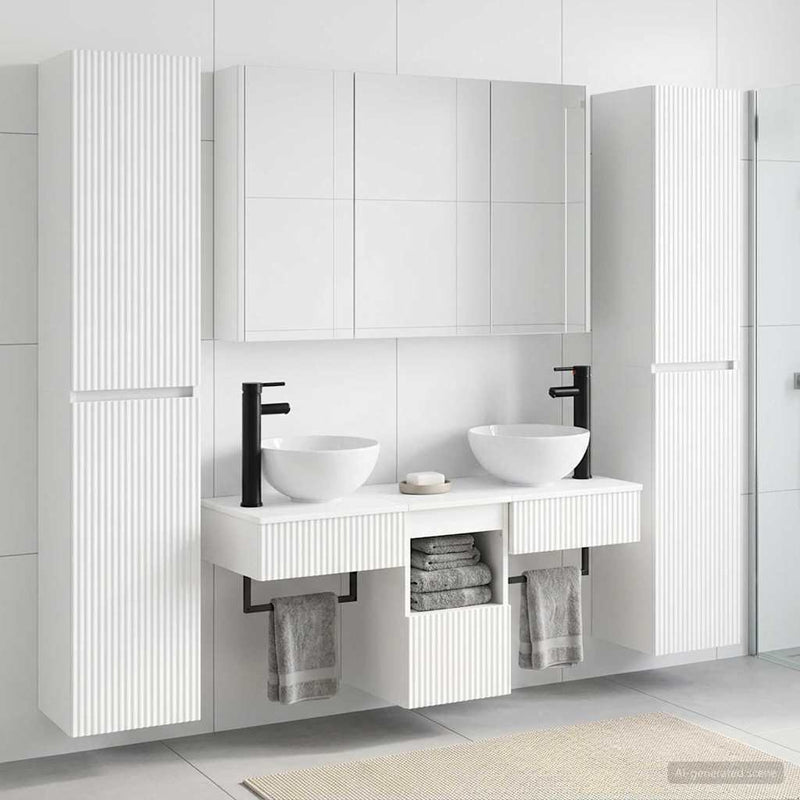 Set de mobilier pentru baie 6 buc. Alb Lemn prelucrat și sticlă