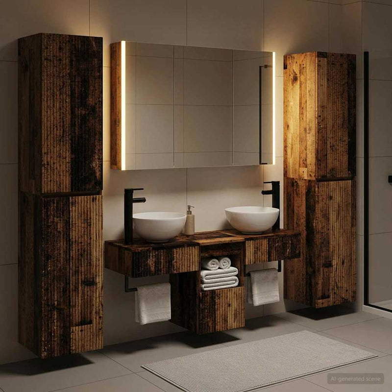 Set de mobilier pentru baie 6 buc. Lemn vechi