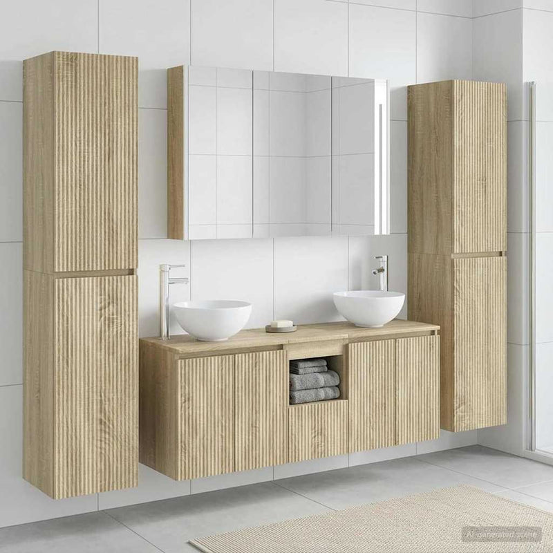 Set de mobilier pentru baie 6 buc. Stejar Sonoma