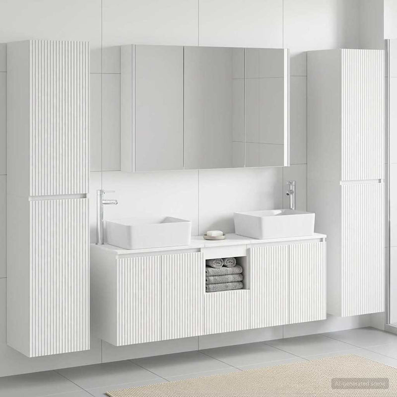 Set de mobilier pentru baie 6 buc. Alb Lemn prelucrat și sticlă