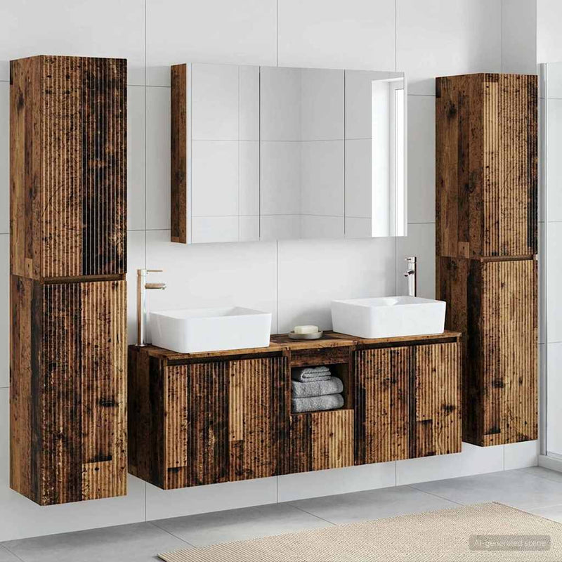 Set de mobilier pentru baie 6 buc. Lemn vechi