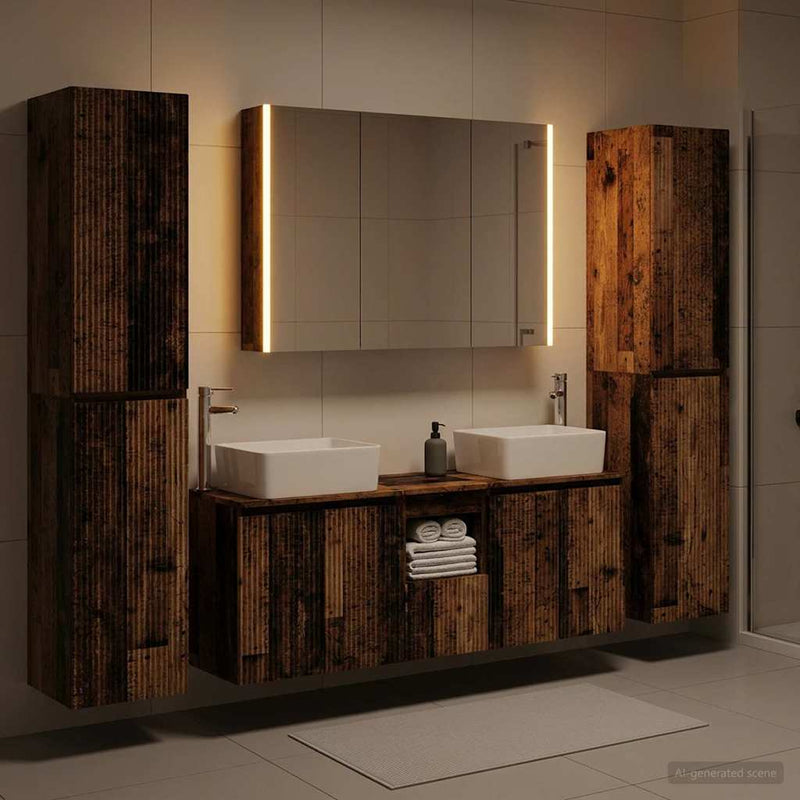 Set de mobilier pentru baie 6 buc. Lemn vechi