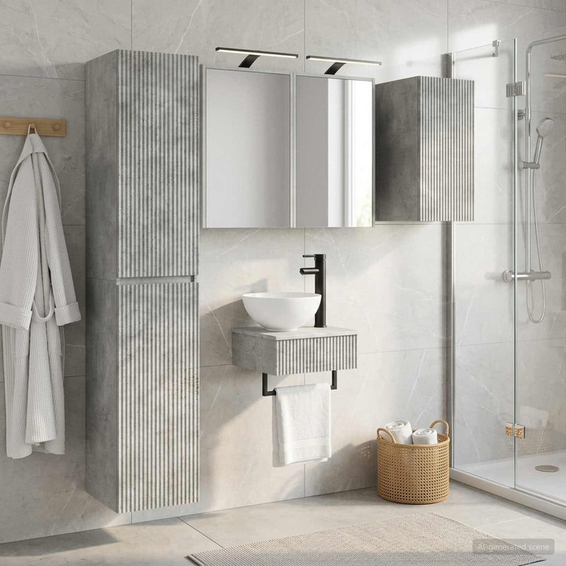 Set de mobilier pentru baie 5 buc. Gri Beton