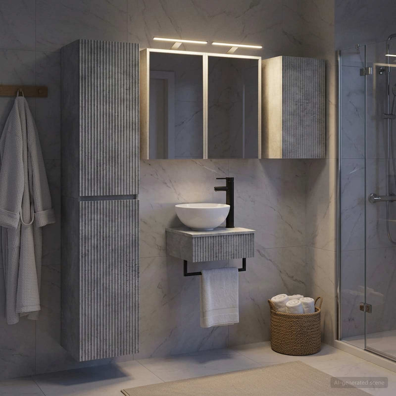 Set de mobilier pentru baie 5 buc. Gri Beton