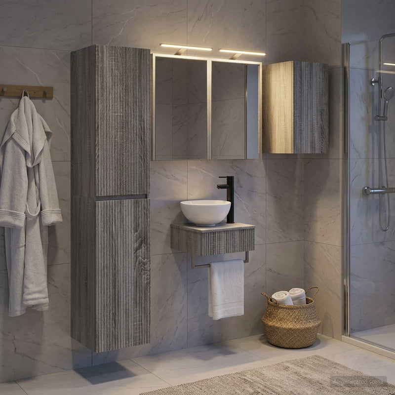 Set de mobilier pentru baie 5 buc. Sonoma gri