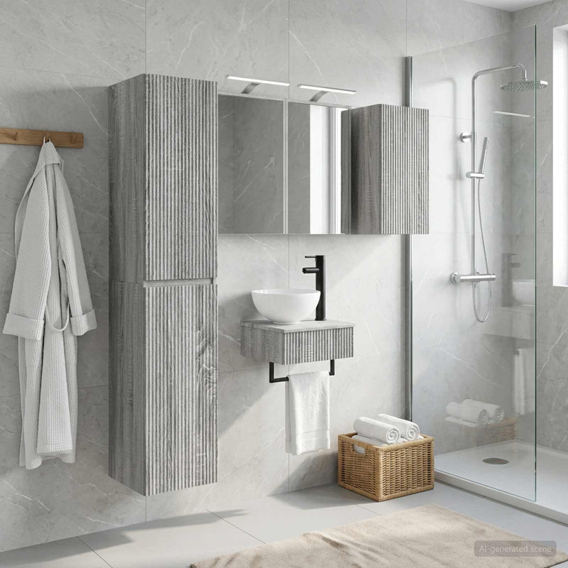 Set de mobilier pentru baie 5 buc. Sonoma gri