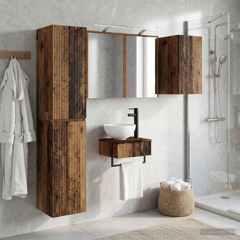 Set de mobilier pentru baie 5 buc. Lemn vechi