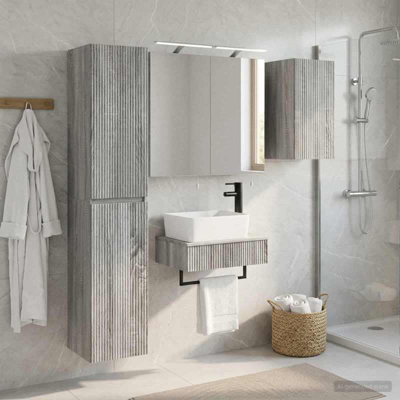 Set de mobilier pentru baie 5 buc. Sonoma gri