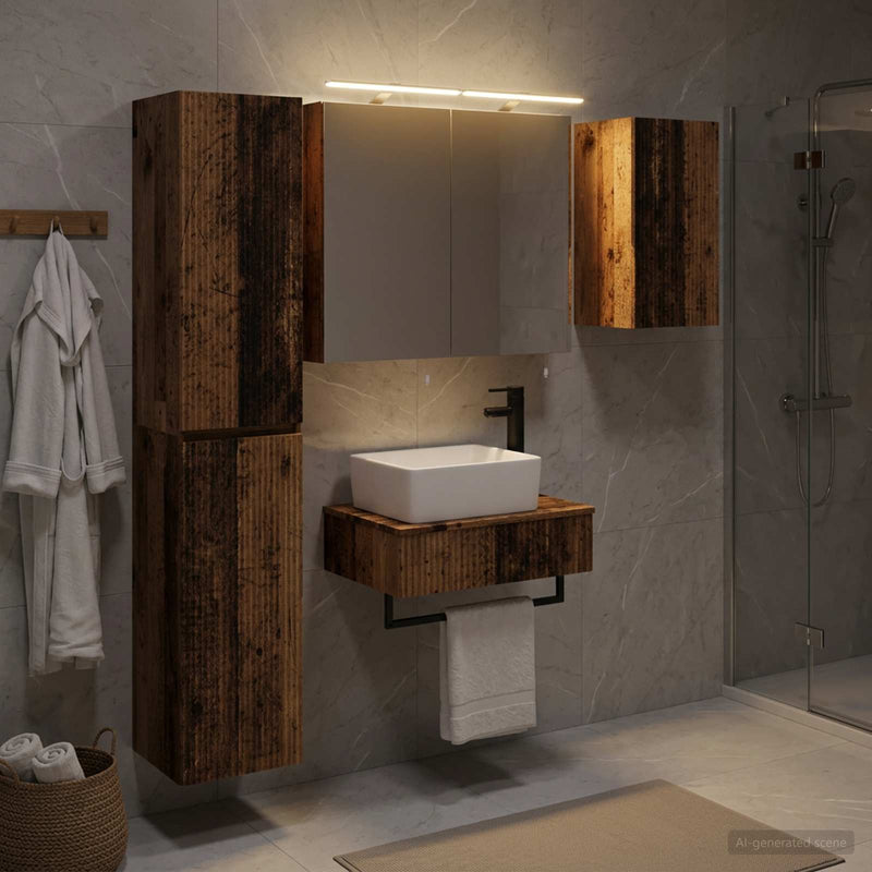 Set de mobilier pentru baie 5 buc. Lemn vechi