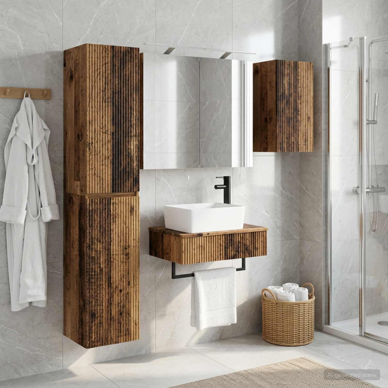 Set de mobilier pentru baie 5 buc. Lemn vechi