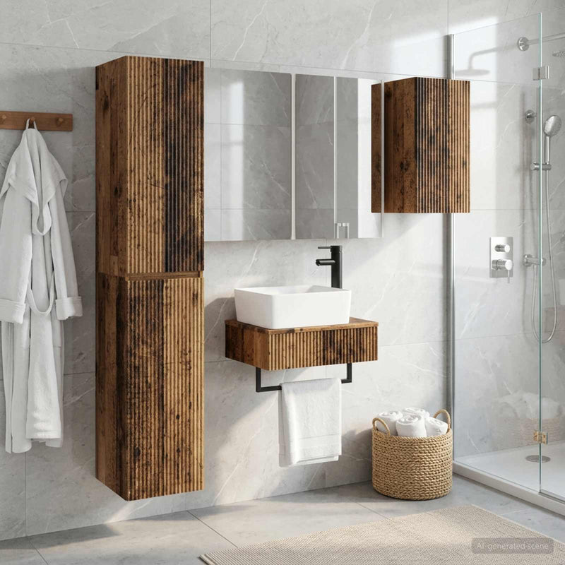 Set de mobilier pentru baie 5 buc. Lemn vechi