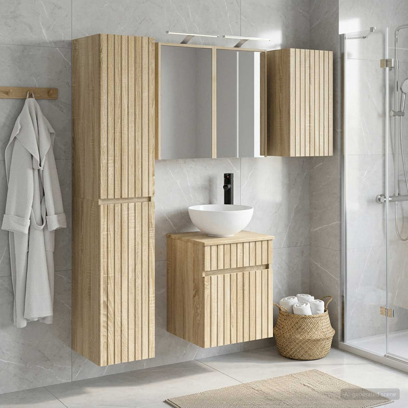 Set dulap baie 5 buc. Stejar Sonoma Lemn prelucrat