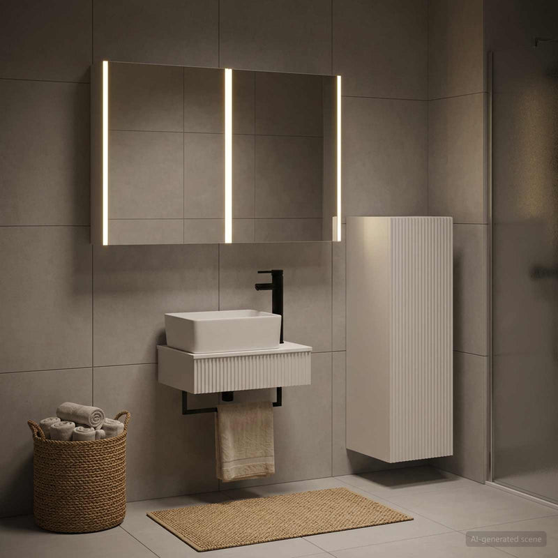 Set de mobilier pentru baie 4 buc. Alb Lemn prelucrat și sticlă