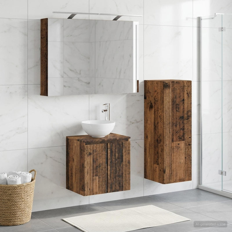 Set de mobilier pentru baie 4 buc. Lemn vechi