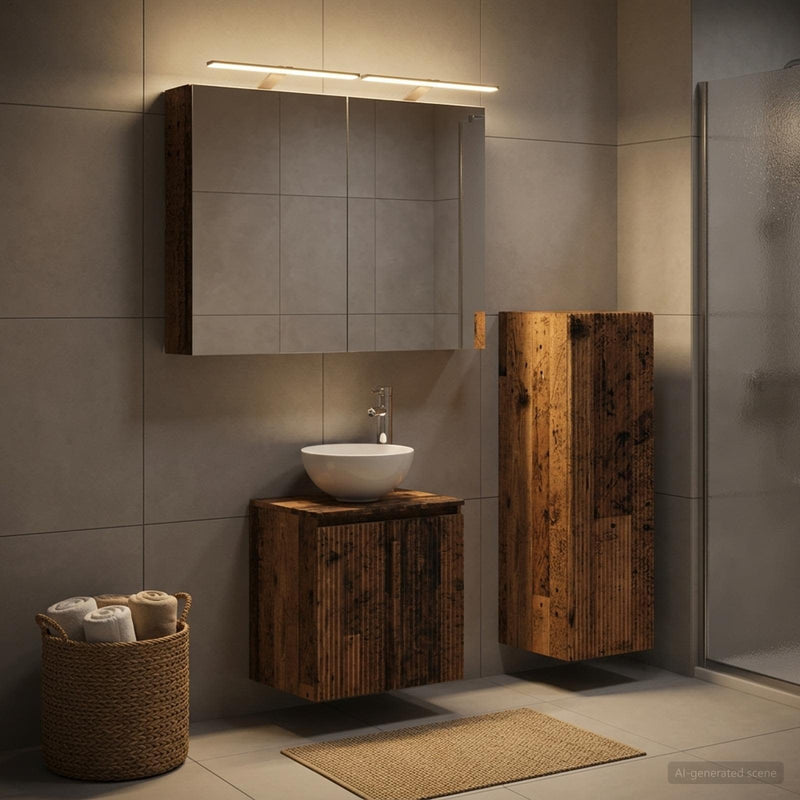 Set de mobilier pentru baie 4 buc. Lemn vechi