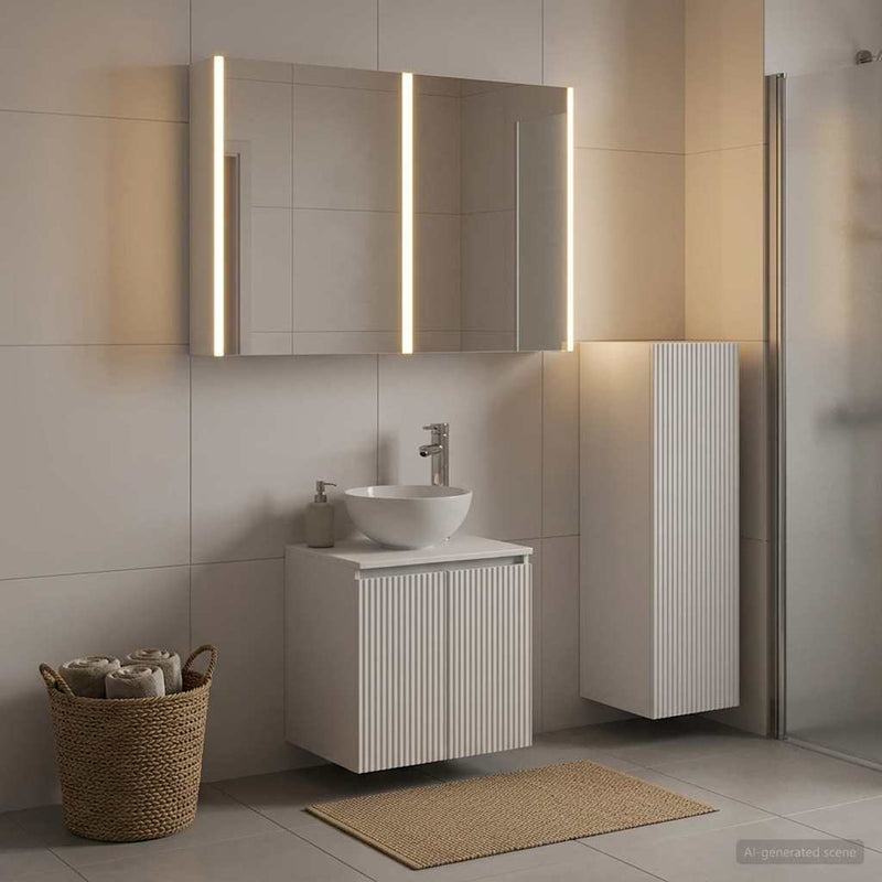 Set de mobilier pentru baie 4 buc. Alb Lemn prelucrat și sticlă