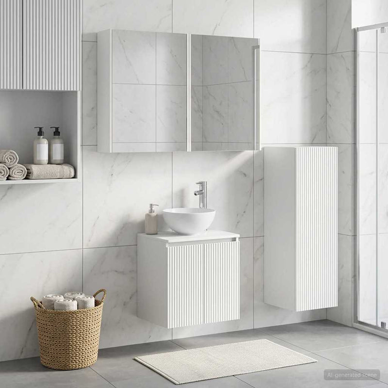Set de mobilier pentru baie 4 buc. Alb Lemn prelucrat și sticlă