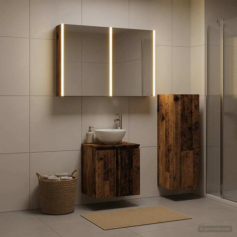 Set de mobilier pentru baie 4 buc. Lemn vechi