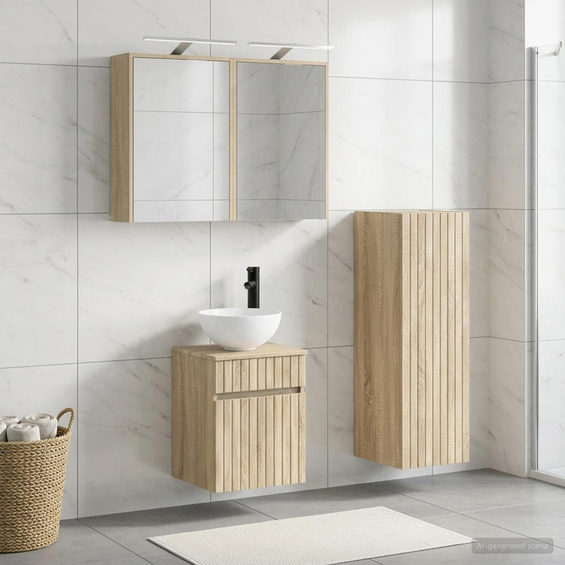 Set de mobilier pentru baie 4 buc. Stejar Sonoma