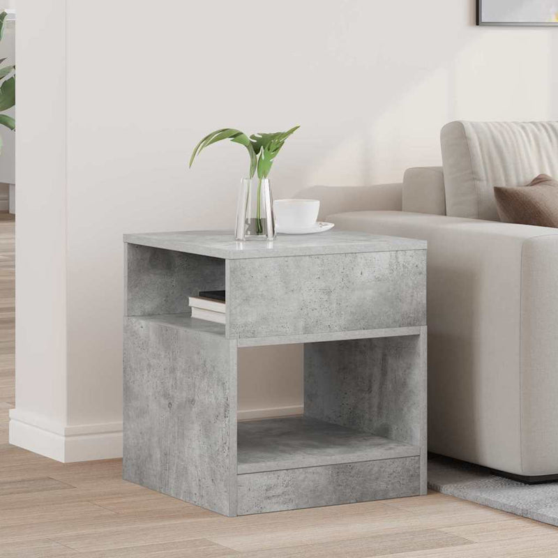 Masă laterală Gri din beton 40,5 x 40 x 45 cm Lemn prelucrat