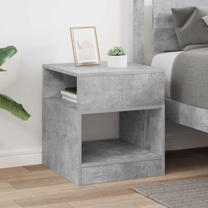 Masă laterală Gri din beton 40,5 x 40 x 45 cm Lemn prelucrat