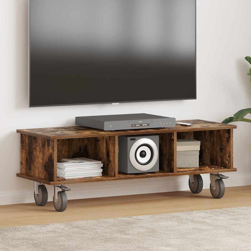 Support TV 100 x 35 x 35 cm Stejar fumuriu Lemn prelucrat