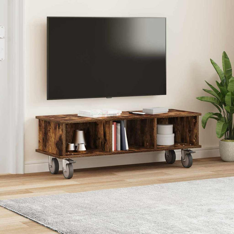 Support TV 100 x 35 x 35 cm Stejar fumuriu Lemn prelucrat