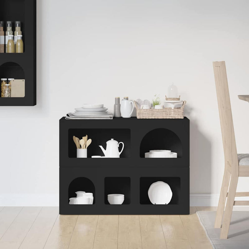 Bufet ELST Negru 80.5 x 35 x 59 cm Lemn prelucrat