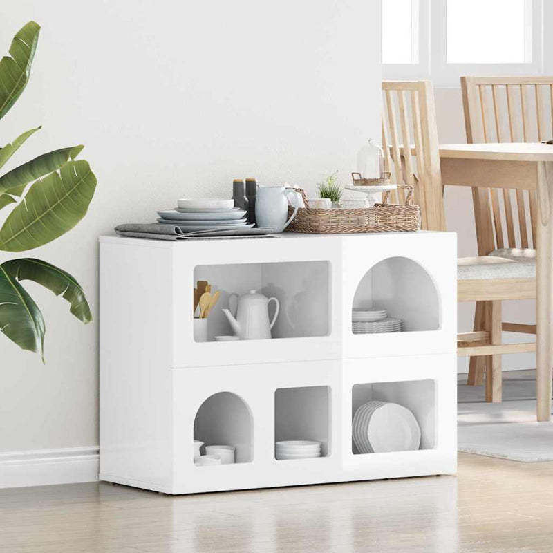 Bufet ELST Alb lucios 80.5 x 35 x 59 cm Lemn prelucrat