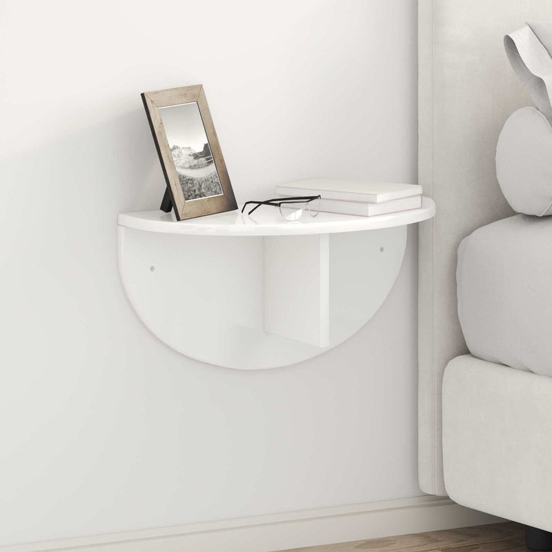Raft de perete 2 buc. Alb lucios 48 x 24 x 24 cm Lemn prelucrat