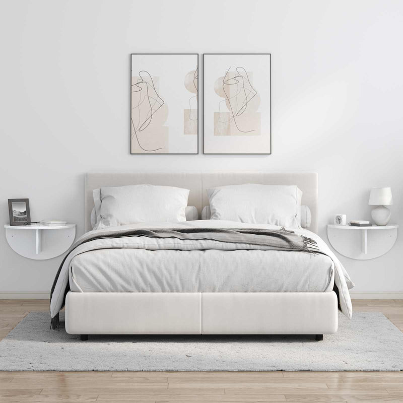 Raft de perete 2 buc. Alb lucios 48 x 24 x 24 cm Lemn prelucrat