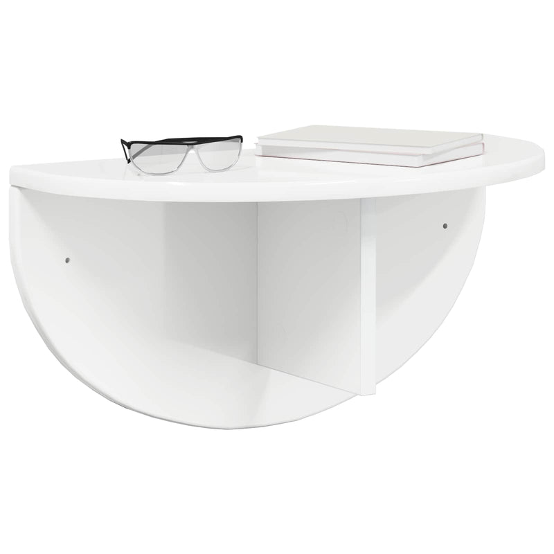 Raft de perete 2 buc. Alb lucios 48 x 24 x 24 cm Lemn prelucrat