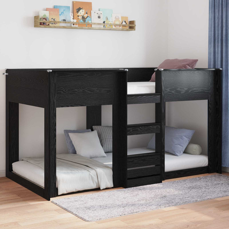 Cadru de pat de podea Stejar Negru 75 x 190 cm Lemn prelucrat