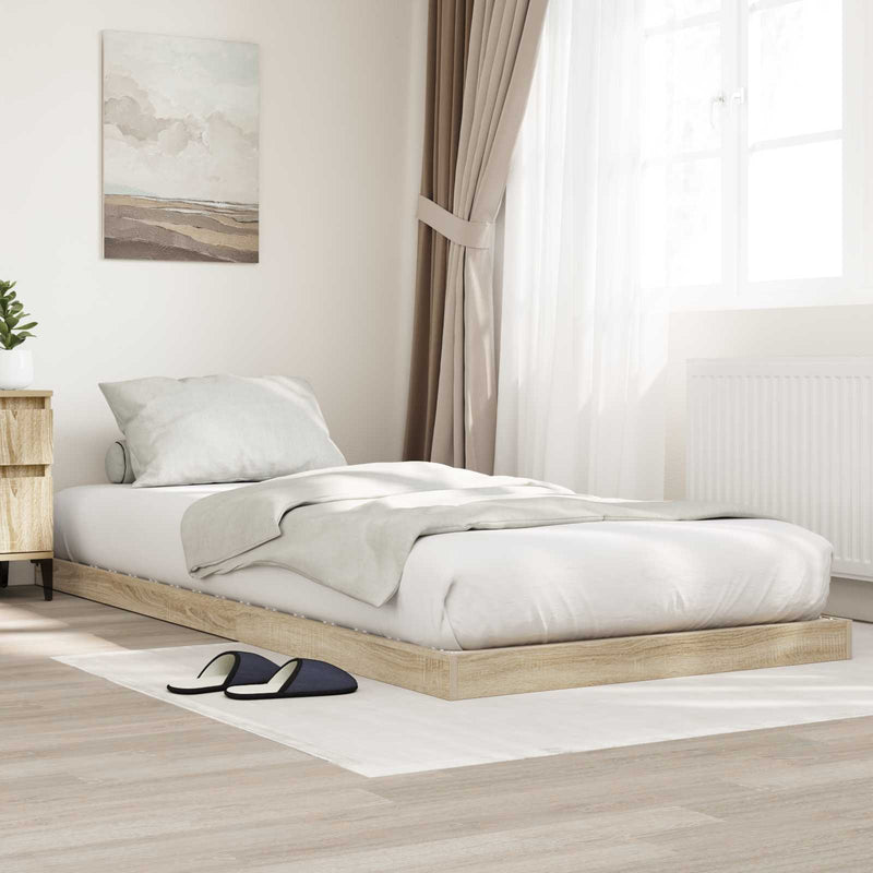Cadru de pat de podea Sonoma 75 x 190 cm Lemn prelucrat