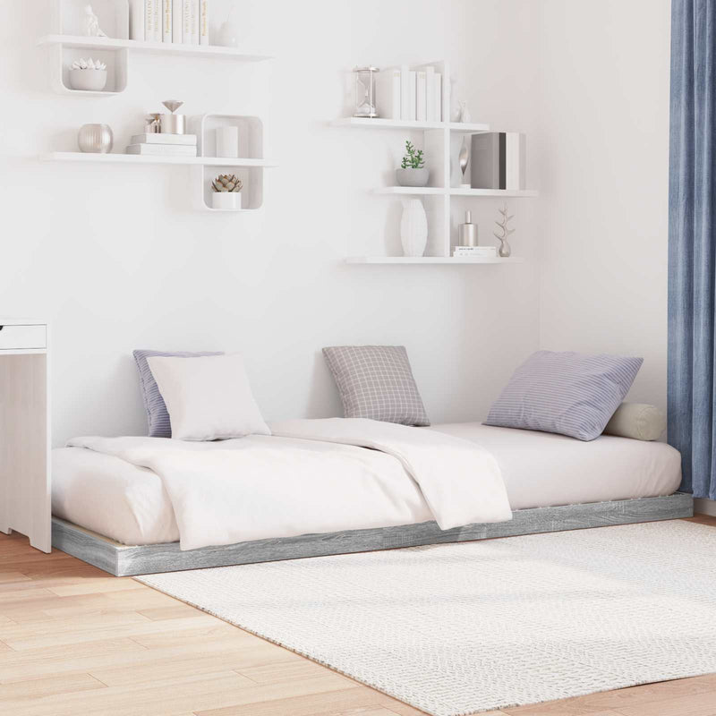 Cadru de pat de podea Gri Sonoma 100 x 200 cm Lemn prelucrat