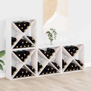 Raft pentru vin 4 buc. Alb 62 x 25 x 62 cm Lemn de pin masiv
