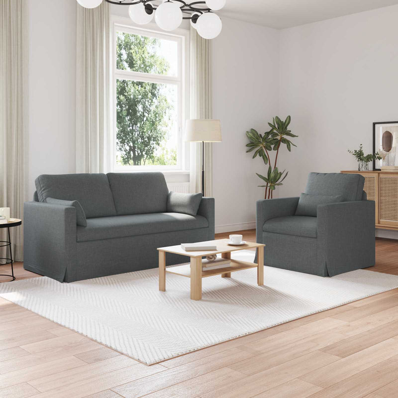 Set de canapea 2 buc. Gri închis țesătură