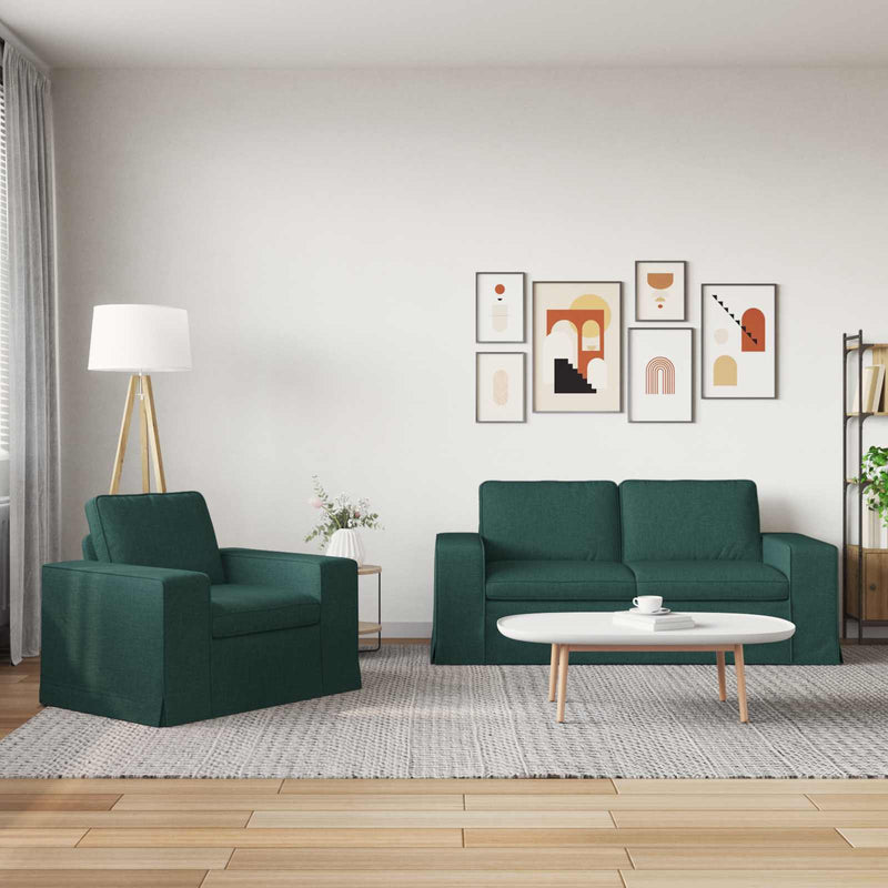 Set de canapea 2 buc. Verde închis țesătură