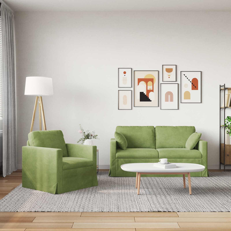 Set de canapea 2 buc. Verde deschis Catifea