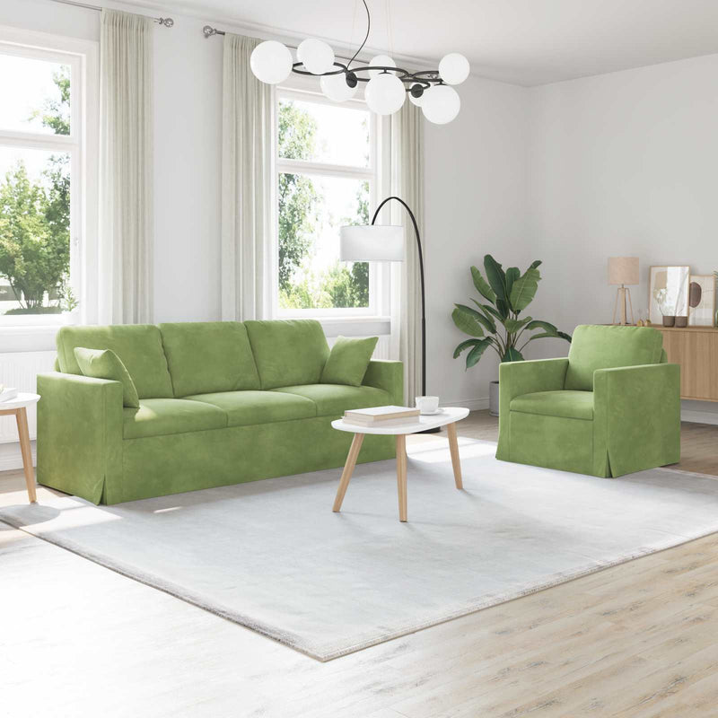 Set de canapea 2 buc. Verde deschis Catifea