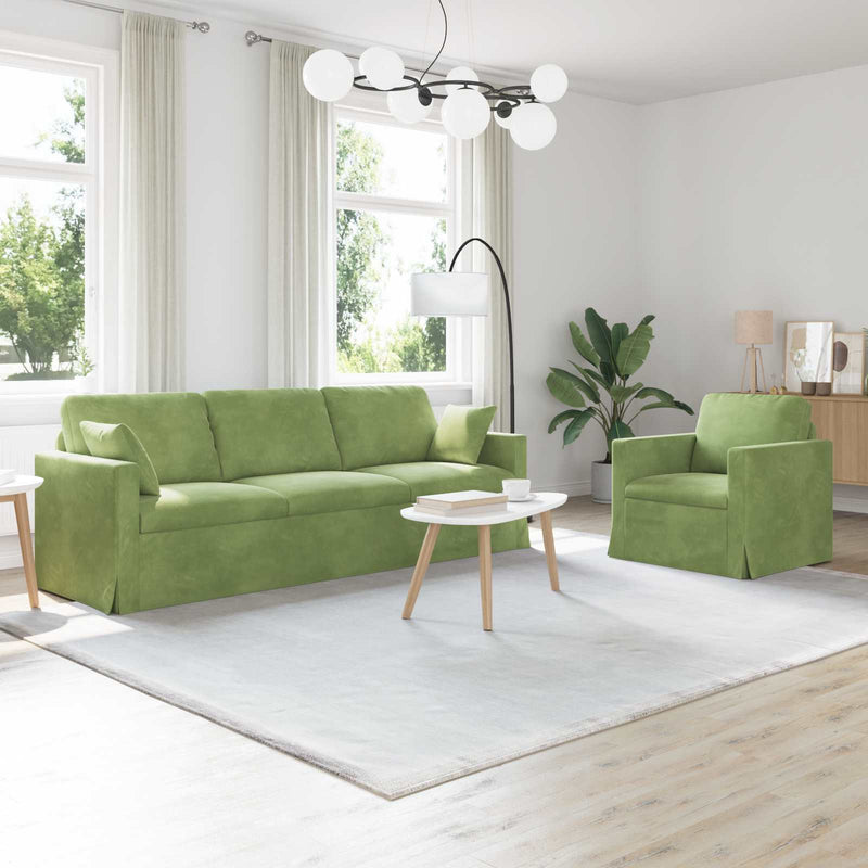 Set de canapea 2 buc. Verde deschis Catifea