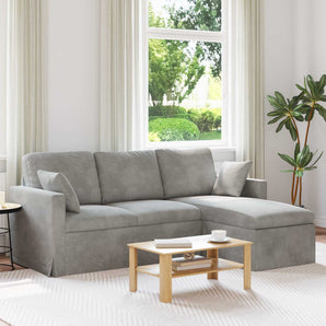 Canapea Gri deschis 198 x 134 x 80 cm Catifea