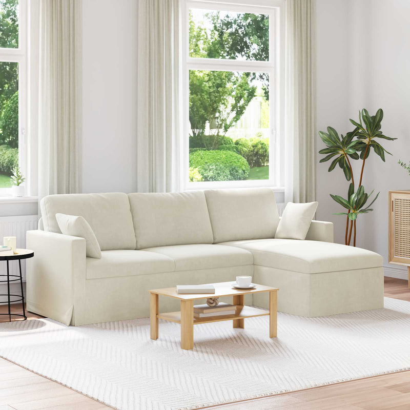 Canapea Crem 228 x 134 x 80 cm Catifea