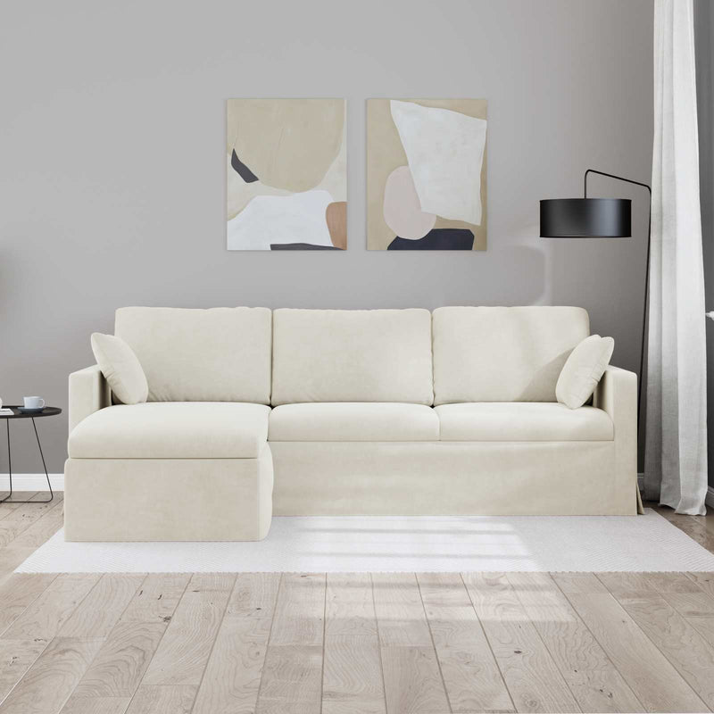 Canapea Crem 228 x 134 x 80 cm Catifea
