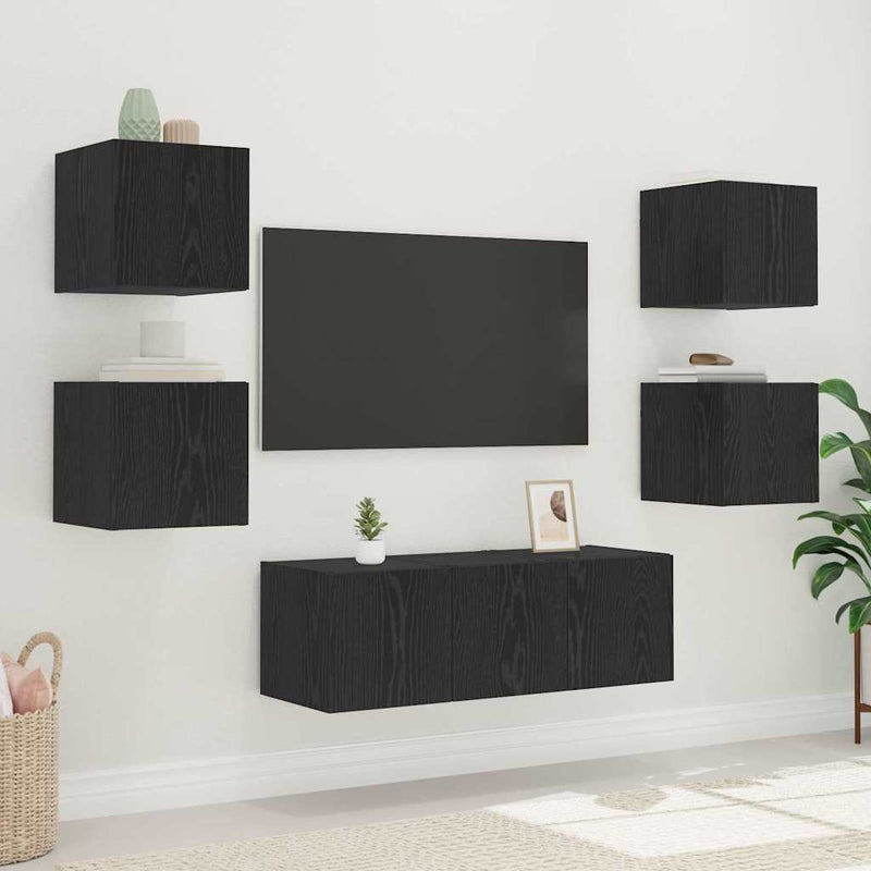 Dulap TV de perete 30,5 x 35 x 30 cm Stejar Negru