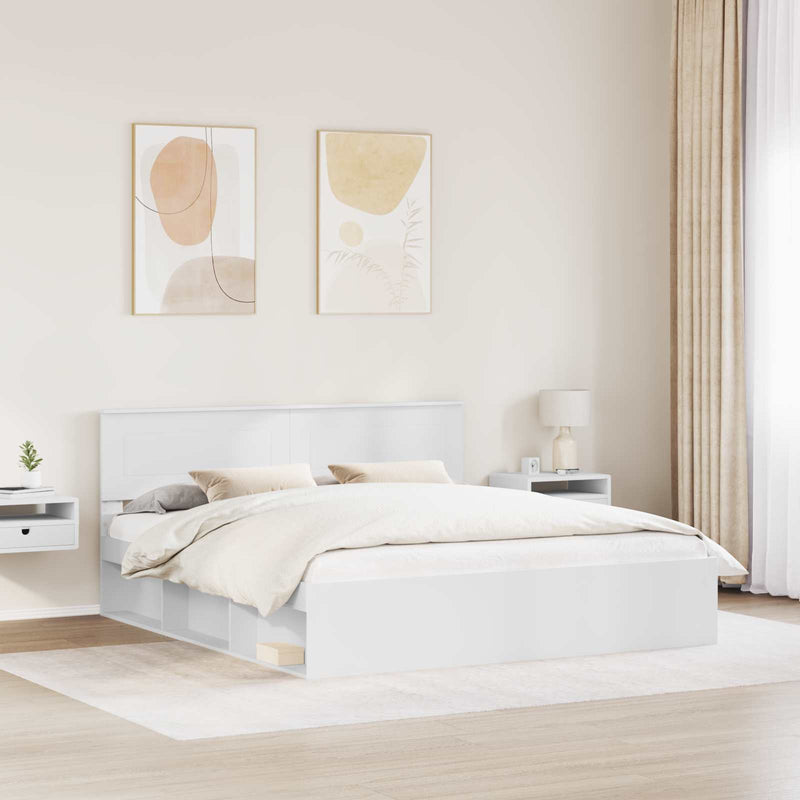 Cadru de pat cu headboard Alb 200 x 200 cm Lemn prelucrat