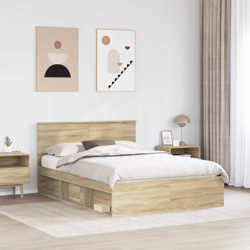 Cadru de pat cu headboard Sonoma 160 x 200 cm Lemn prelucrat