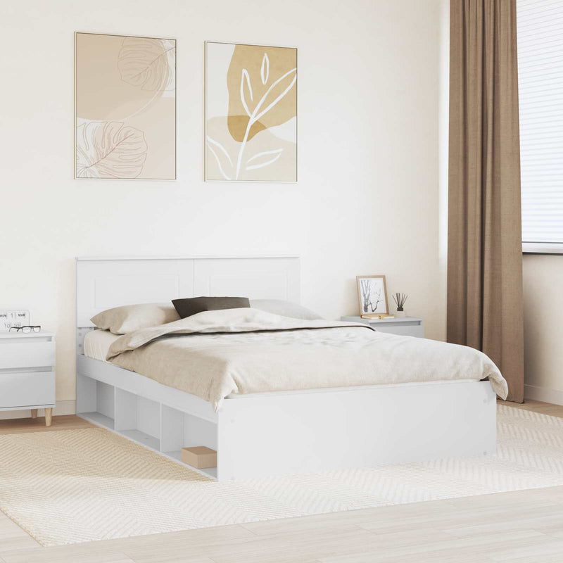 Cadru de pat cu headboard Alb 140 x 200 cm Lemn prelucrat