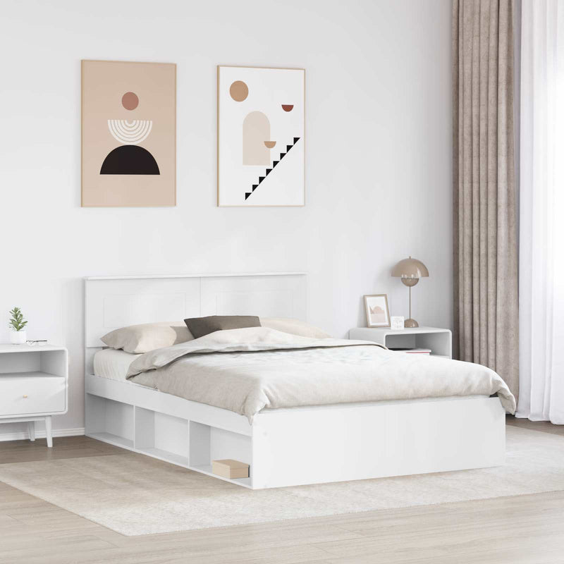 Cadru de pat cu headboard Alb 140 x 200 cm Lemn prelucrat